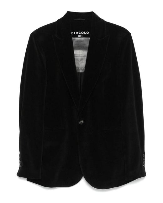 Circolo 1901 Black Velvet Single-Breasted Jacket for men