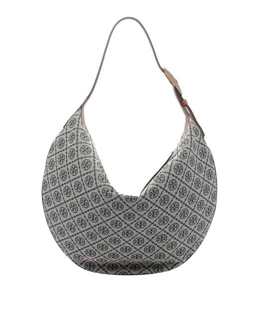 Borsa T Monogram Balloon di Tory Burch in Gray