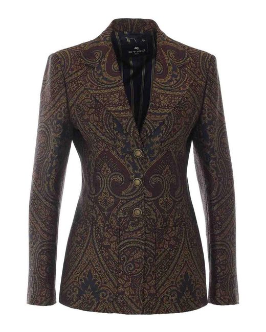 Etro Black Paisley Print Jacket