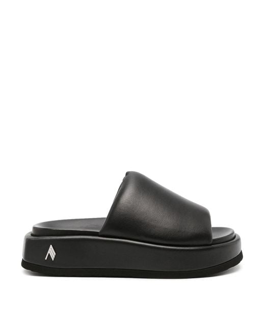 The Attico Black Mia Platform Leather Slides