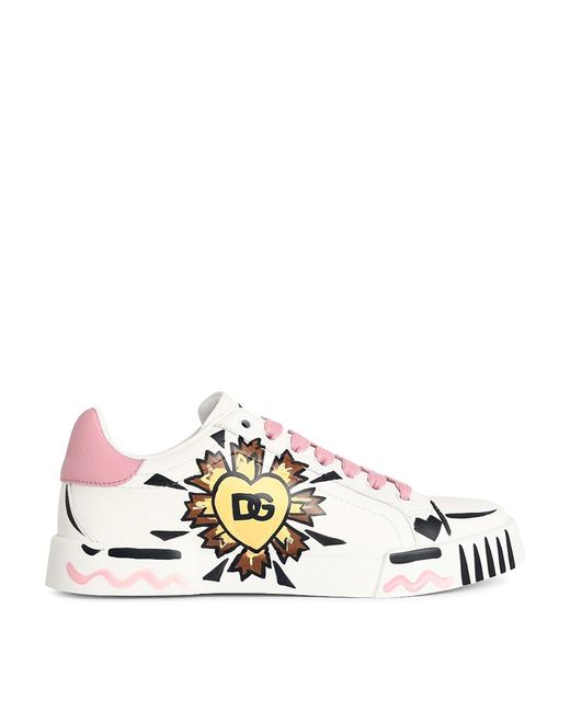 Dolce & Gabbana White Portofino Leather Sneakers