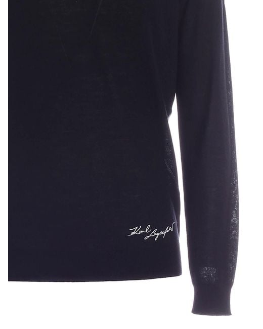 Karl Lagerfeld Blue Round-Neck Knitwear for men