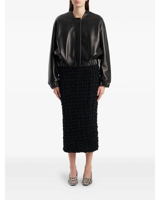 Khaite Black Cordan Leather Bubble Jacket