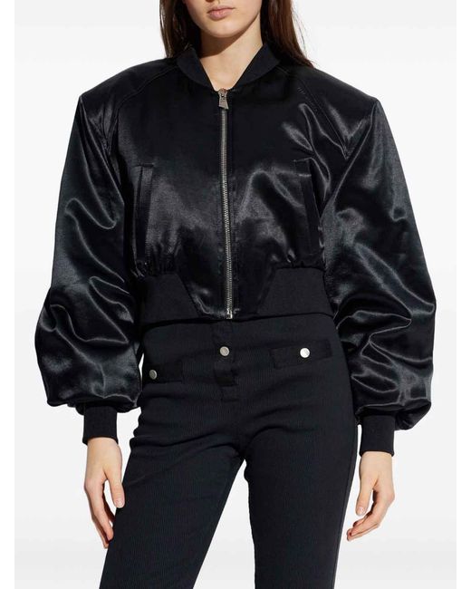 The Attico Blue Satin Bomber Jacket