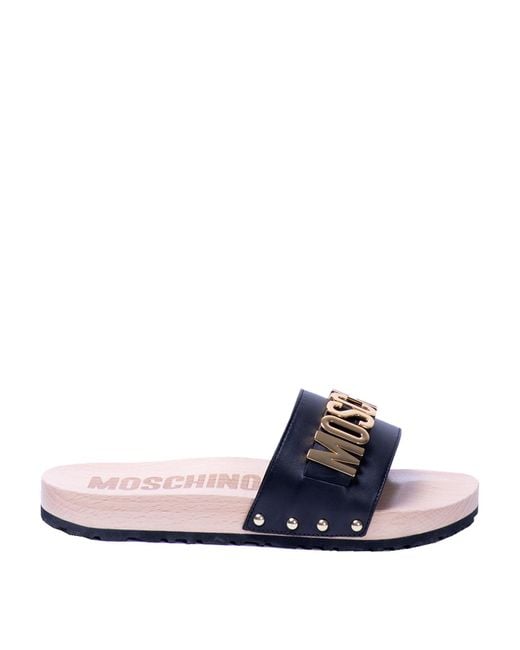Moschino Blue Metallic Letters Sandals