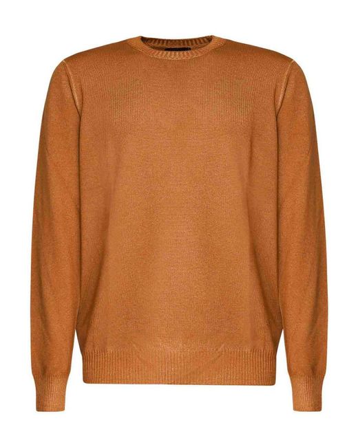 Fay Brown Dyed Virgin Wool Sweater for men
