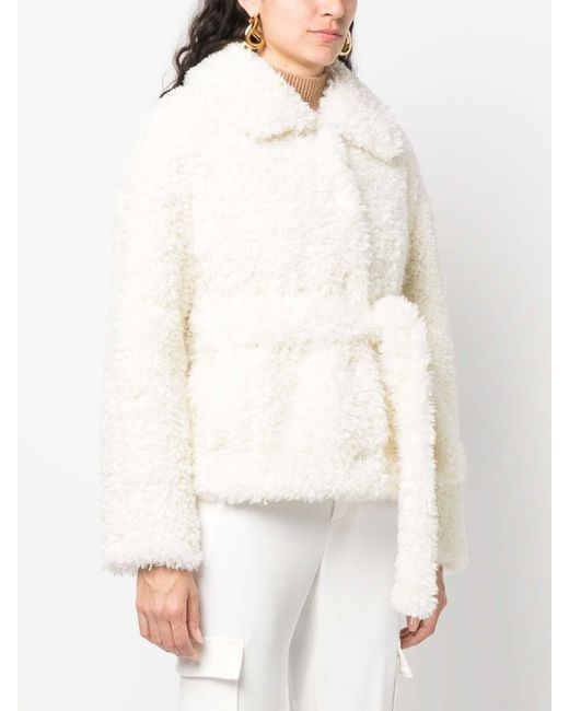 P.A.R.O.S.H. White Short Faux Fur Jacket