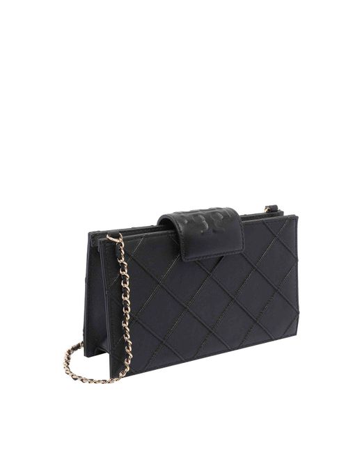 Tory Burch Black Mini Fleming Chain Wallet