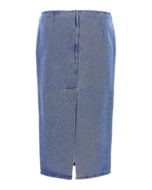 Marni Blue Bleached Coated Skirt