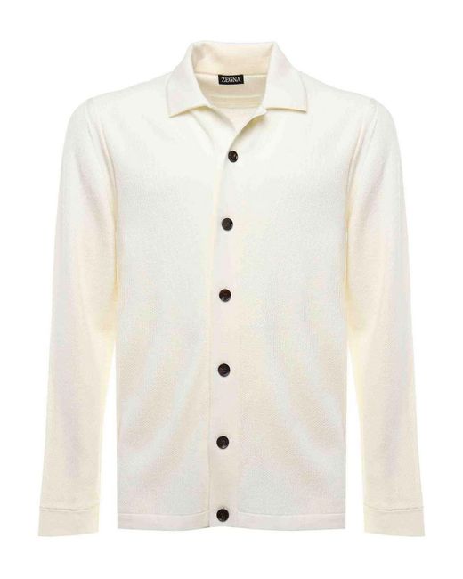 Zegna White Wool Polo Shirt for men