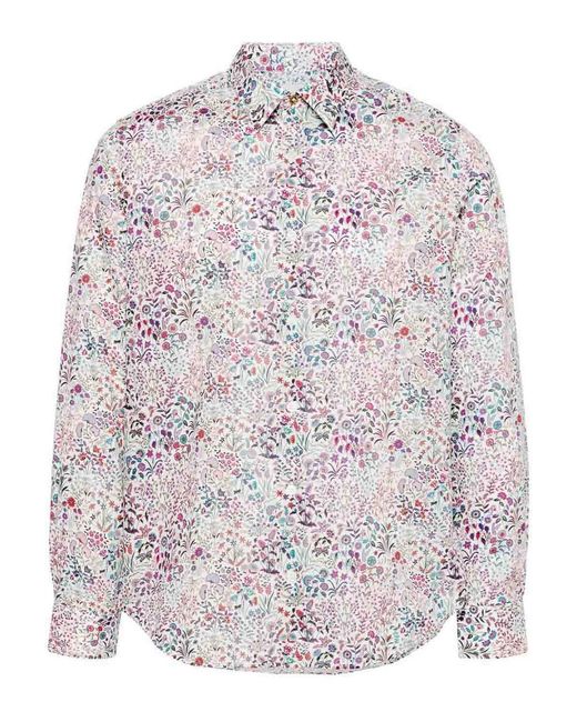 Paul Smith Multicolor Organic Cotton Floral Print Shirt for men