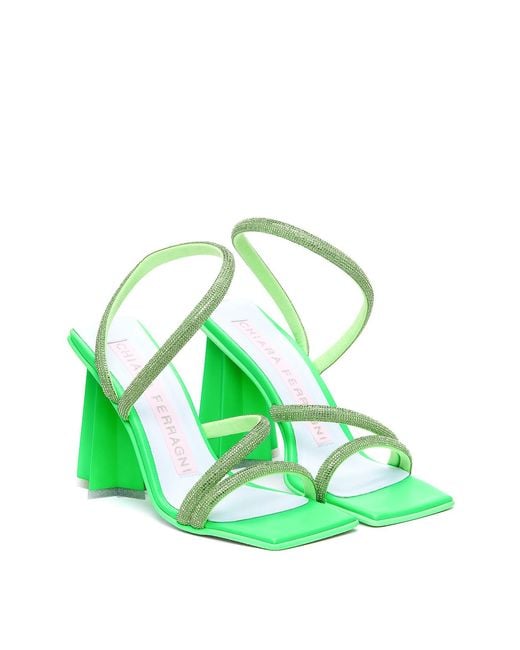 Chiara Ferragni Green Glitter Detailed Sandals