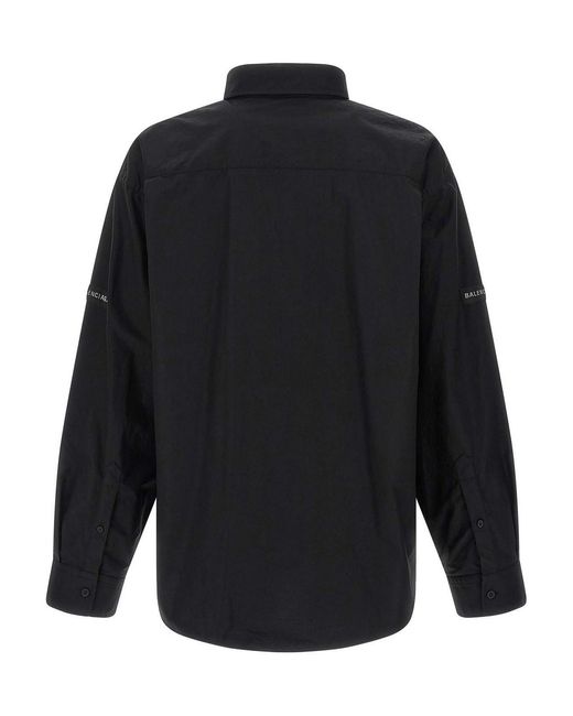 Balenciaga Blue Logo Patch Shirt for men