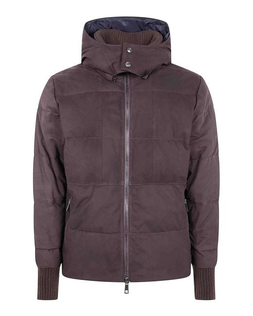 Giorgio Brato Purple Nabuck Leather Padded Jacket for men