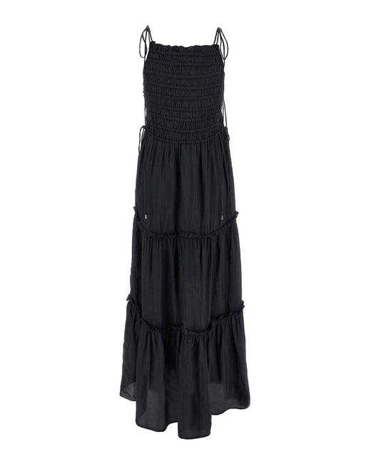 Ganni Black Smock Tie' Dress