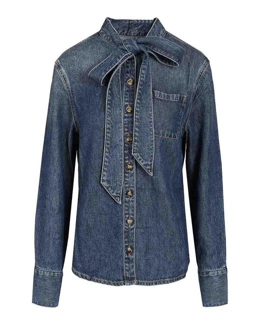 Self-Portrait Blue Shirt With Bow