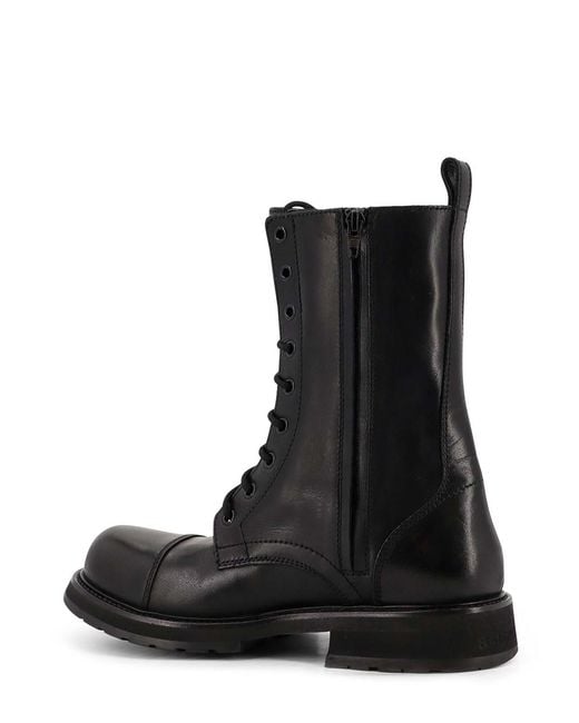 Balenciaga Black Laceup Boot Leather Truck Boots