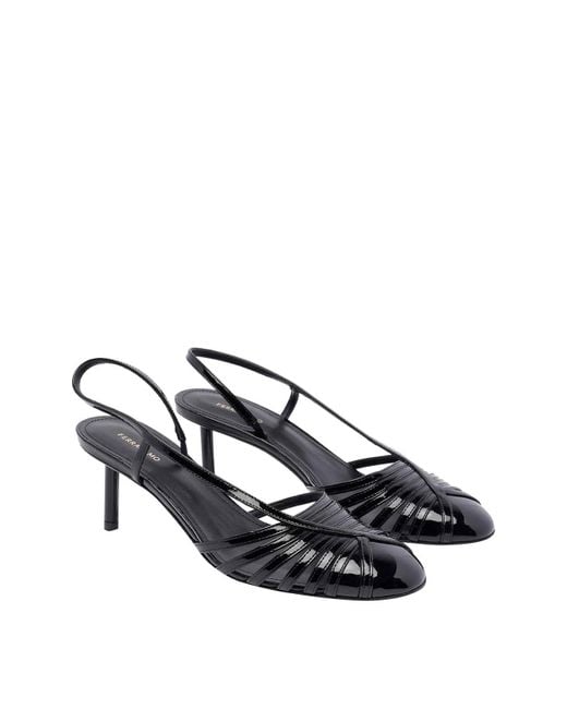 Ferragamo Black Strappy Decollete