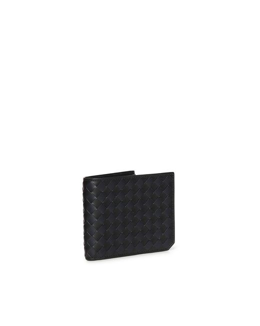 Bottega Veneta Black Braided Leather Bi-Fold Wallet for men