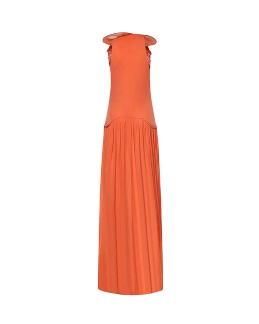 Genny White Long Dress With Embroidered Neckline