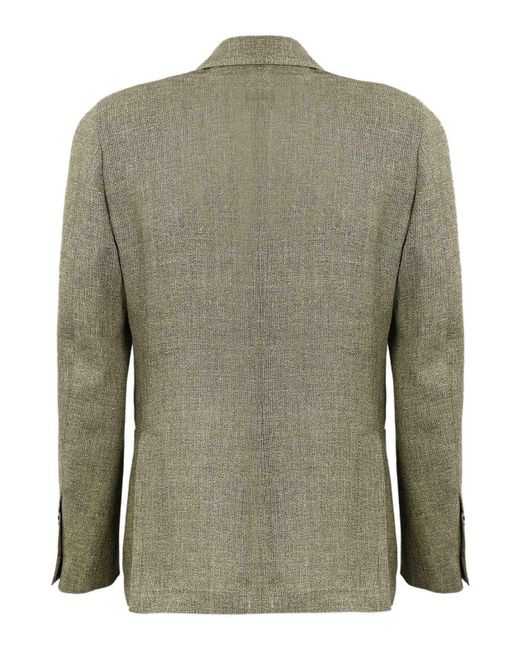 Lardini Green Single-breasted Linen Jacket for men