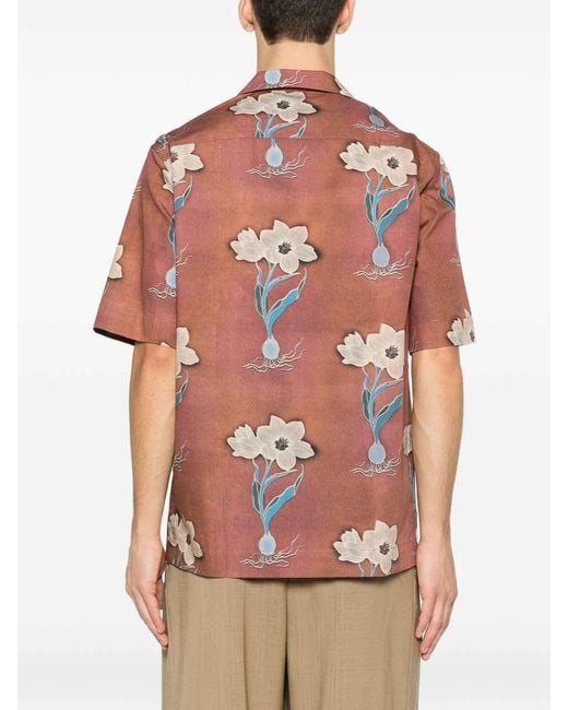 Paul Smith Orange Printed Shirt for men
