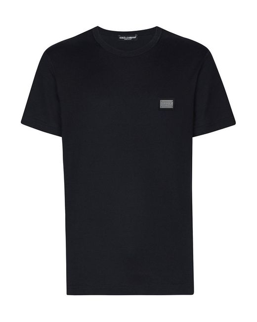 Dolce & Gabbana Black Crewneck Cotton T-Shirt With Logo for men