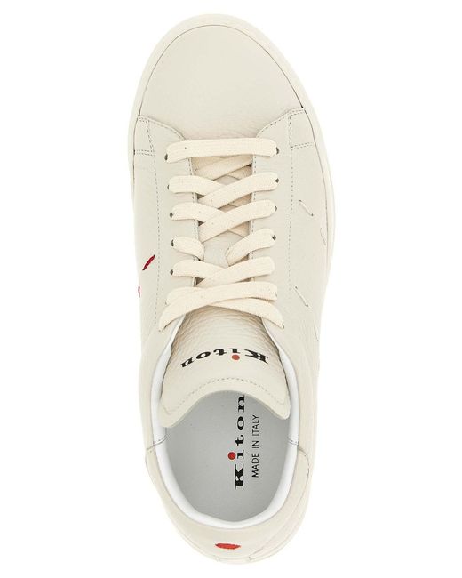 Kiton White Leather Sneakers for men
