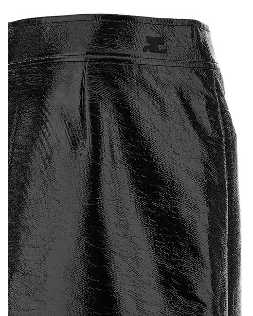 Courreges Black Vynil Midi Skirt