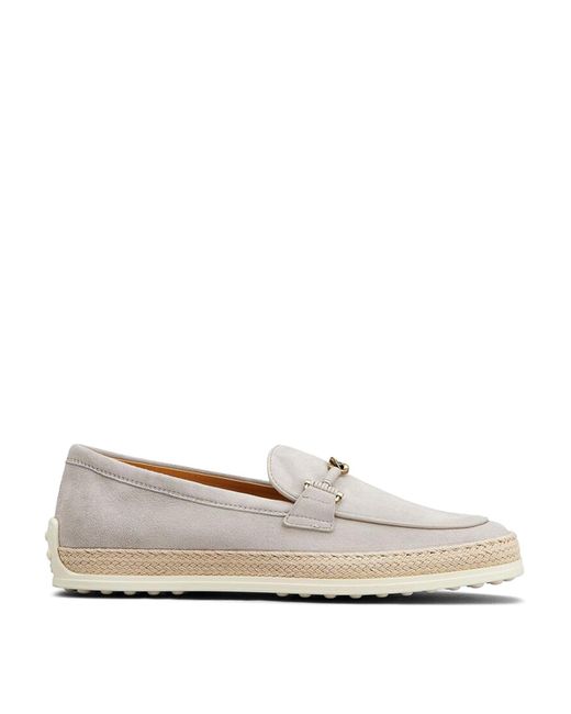 Tod's White Suede Loafers