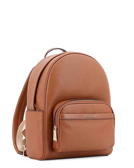 Michael Kors Brown Bex Leather Backpack With Frontal Logo Patch