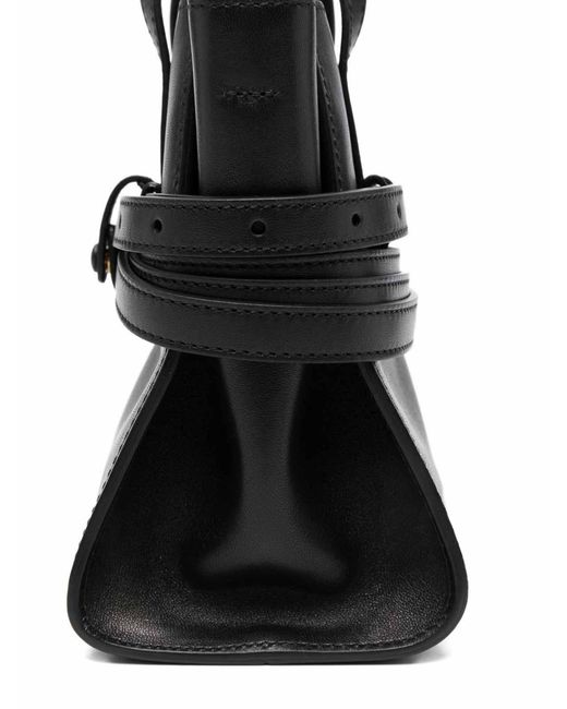 Moschino Black Tie Me Small Leather Handbag