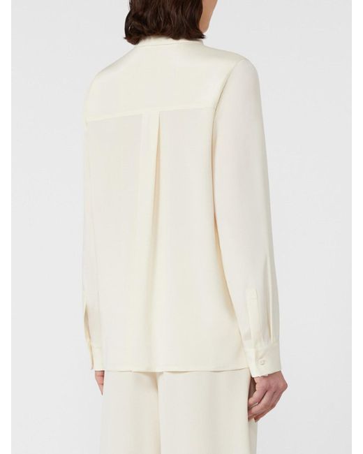 Max Mara White Stretch Silk Cady Shirt