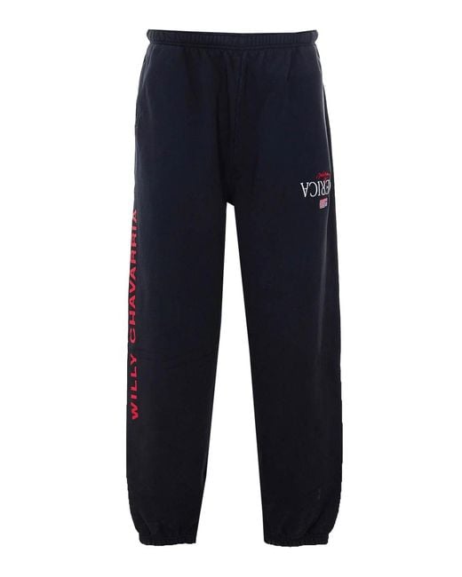 Willy Chavarria Men's Blue Welcome To America Sweatpants