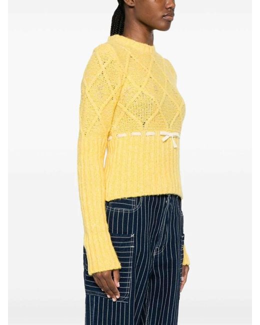 Cormio Yellow Floral-Embroidered Sweater