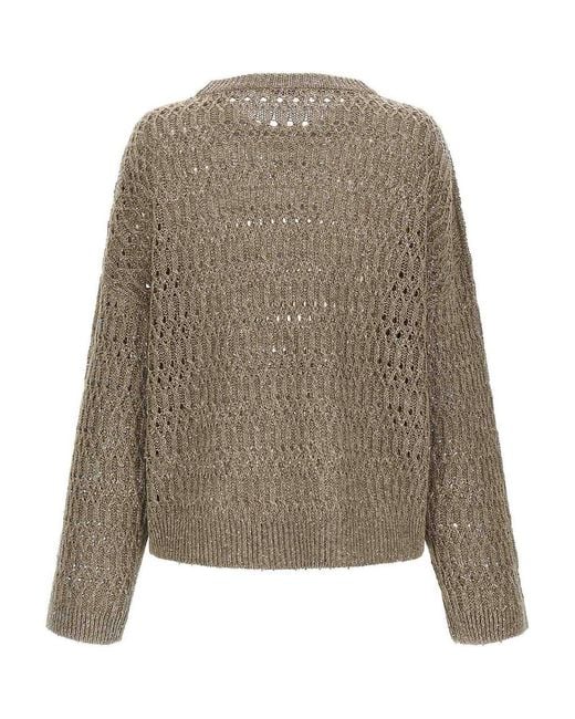 Brunello Cucinelli Natural Micro Sequin Sweater