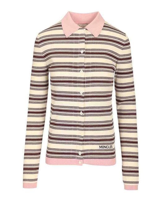 Moncler White Cotton Crepe Polo Shirt