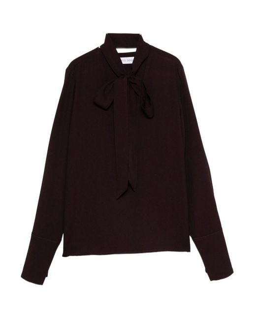 Raquel Diniz Black Bordeaux-Enhanced Blouse With Versatile Nektie Detail