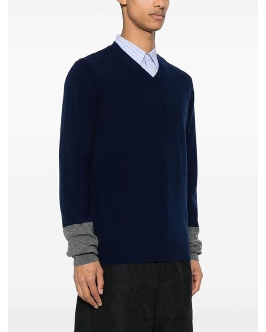 Comme des Garçons Blue Knitted Wool Sweater for men