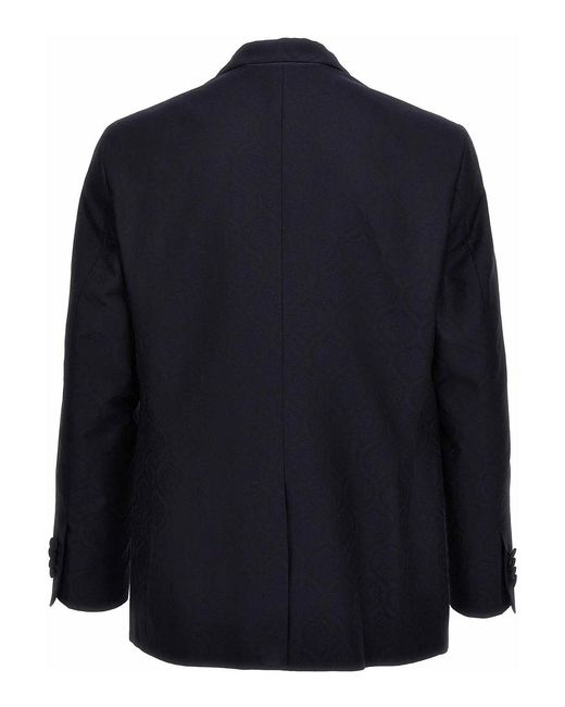 Etro Blue Single-Breasted Jacquard Blazer for men