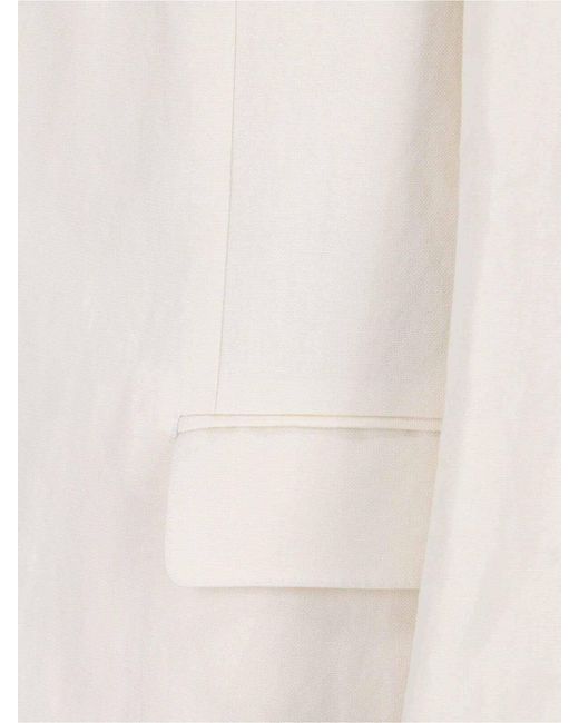 Auralee White Single-Breasted Blazer