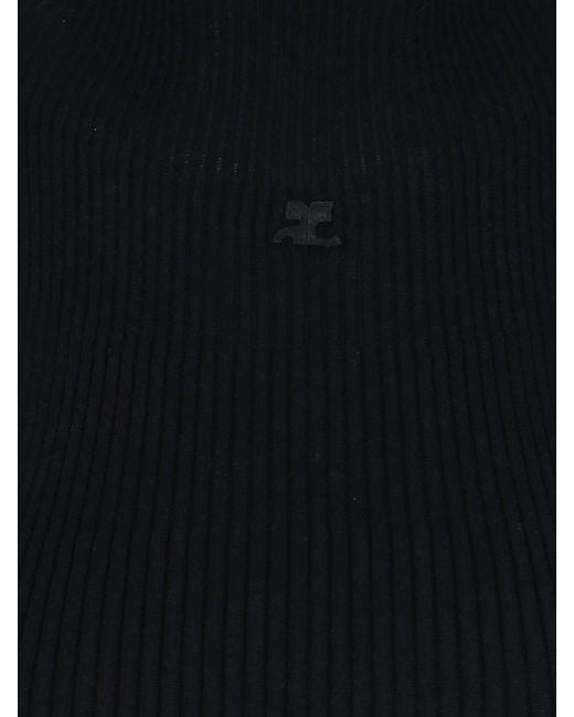 Courreges Blue Crop Top Logo