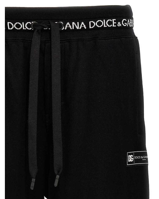 Dolce & Gabbana Black Cotton joggers Logo Label Ankle for men