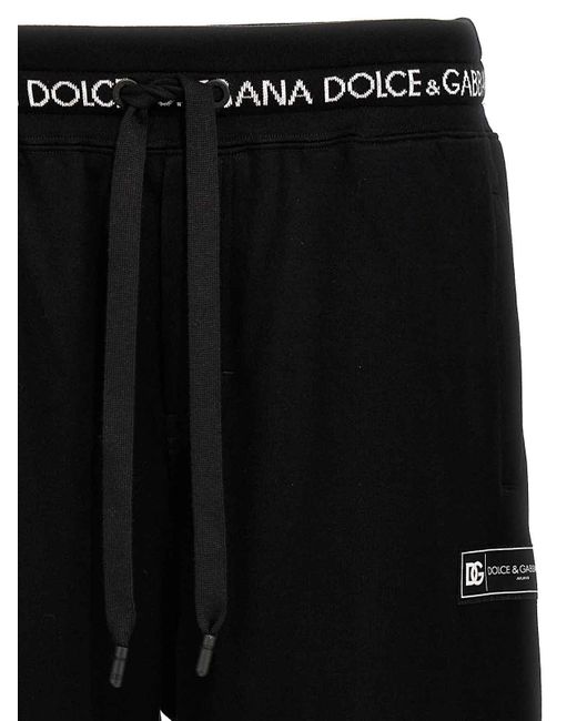 Dolce & Gabbana Black Cotton Joggers Logo Label Ankle for men