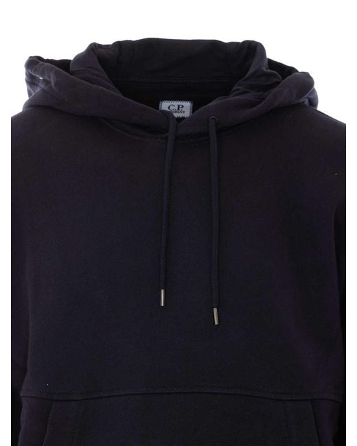 C P Company Blue Diagonal Raised Fleece Hoodie for men
