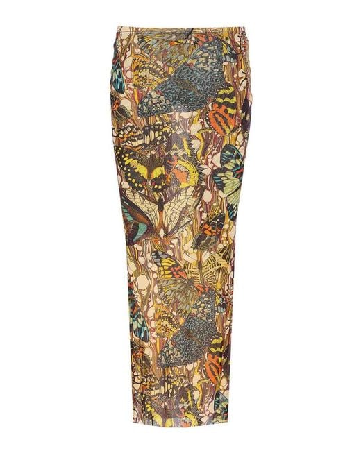 Jean Paul Gaultier Metallic Printed Elasticized Skirt