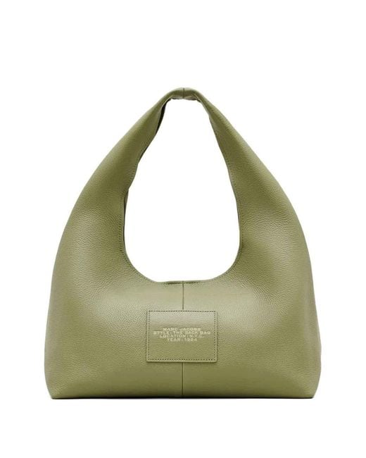 Marc Jacobs Green The Sack Logo-Plaque Leather Shoulder Bag
