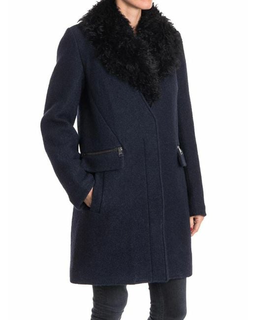 Karl Lagerfeld Black Wool Blend Coat