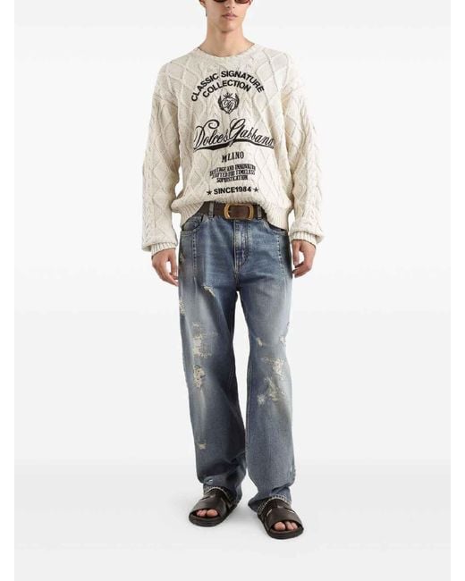 Dolce & Gabbana White Wool Sweater for men
