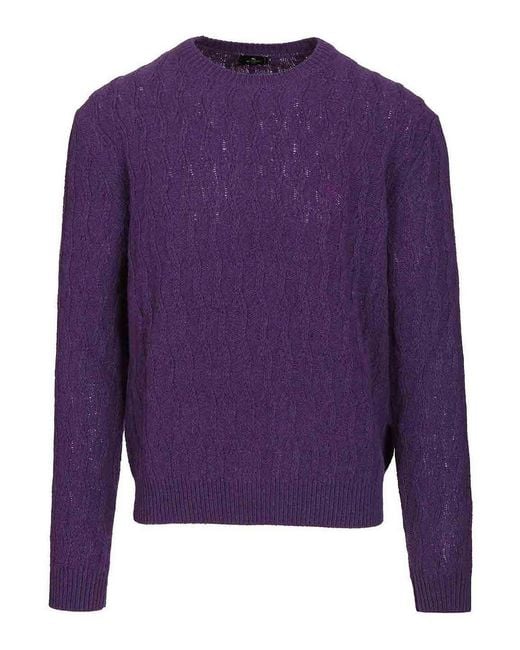 Etro Purple Cashmere Sweater for men